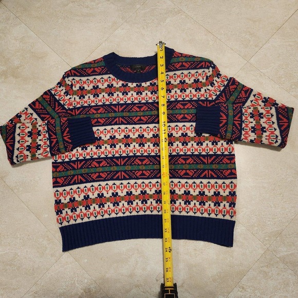 J Crew Classic Fair Isle Womens XS Lambs Wool Multicolor Knit Crewneck Sweater - Picture 6 of 16